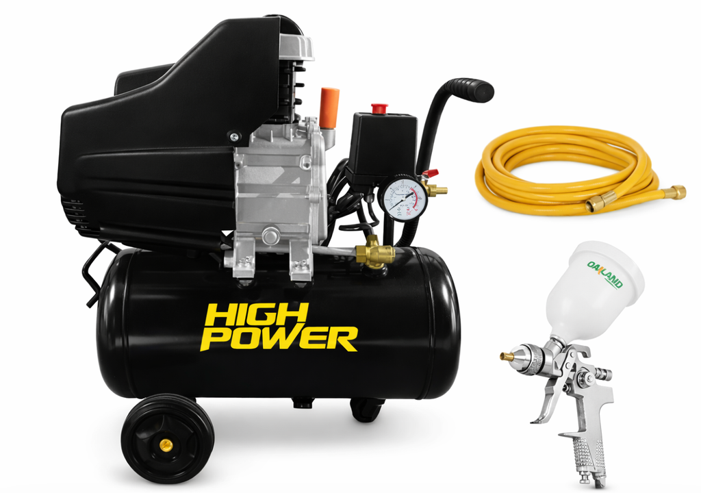 COMPRESOR 24 LTS+PISTOLA GRAVEDAD+MANGUERA