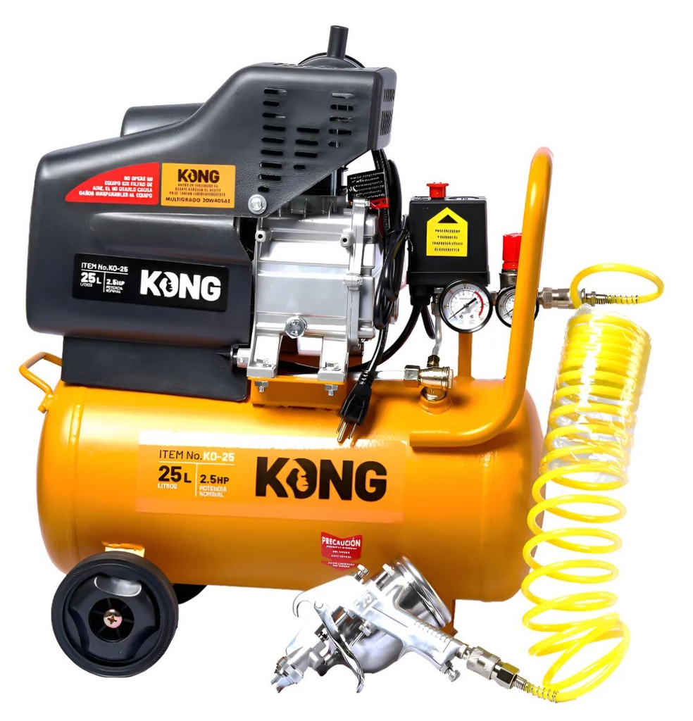 COMPRESOR DE AIRE 25L 2.5HP PISTOLA Y MANGUERA