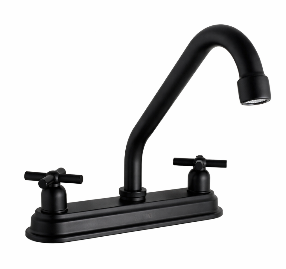 MEZCLADORA FREGADERO NEGRO MANERAL CRUZ