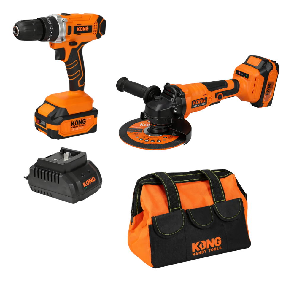 KIT TALADRO DE IMPACTO INALÁMBRICO + ESMERILADORA ANGULAR INALÁMBRICO