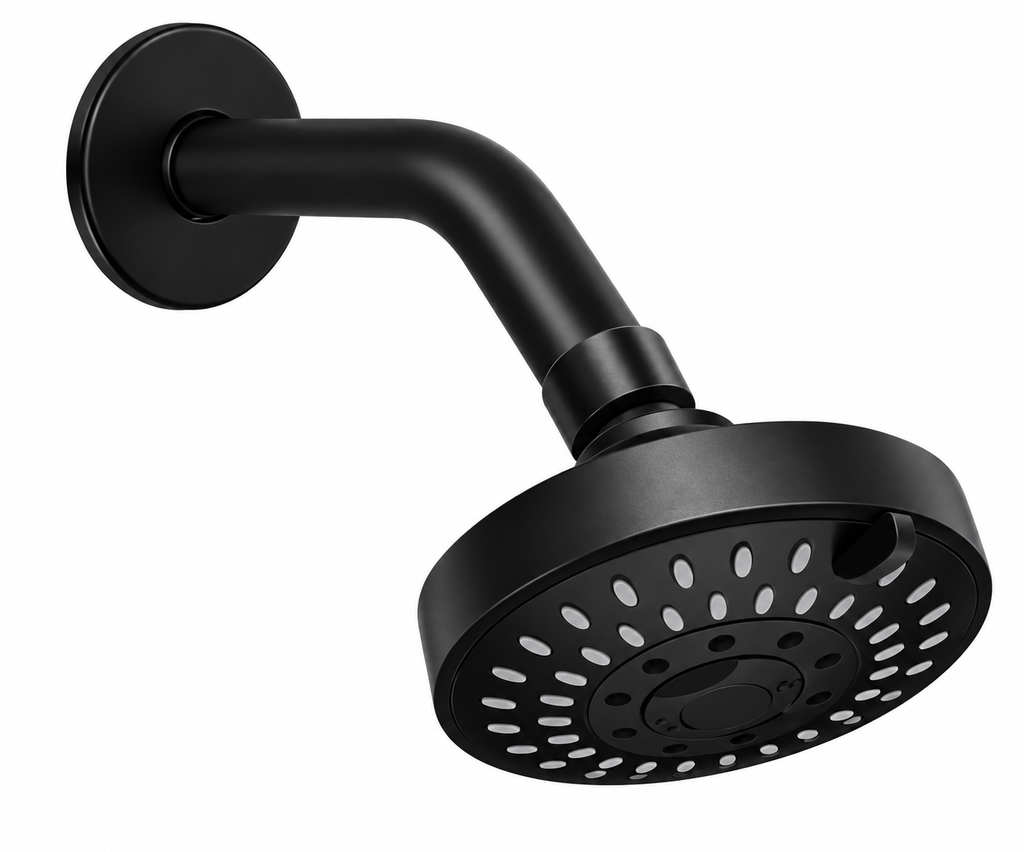 REGADERA ANTISARRO CON BRAZO NEGRA