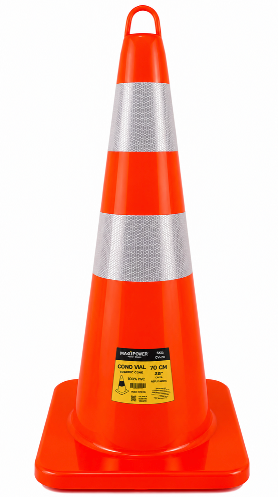 CONO VIAL 70 CM CON REFLEJANTE MAXIPOWER 
