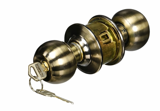 [8574] CERRADURA DE POMO ESFERA LATON ANTIG SANTUL