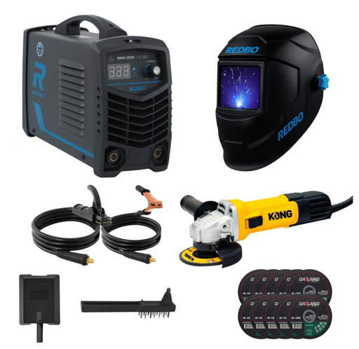 [MMA200D+KO-115+WM302+E7018+D11510X5] MAQUINA DE SOLSAR 200A + CARETA + ESMERILADORA 4 1/2