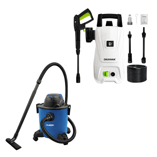 [LT118-100+RB-MV-12L] HIDROLAVADORA ELECTRICA + ASPIRADORA SECO Y MOJADO 12L  