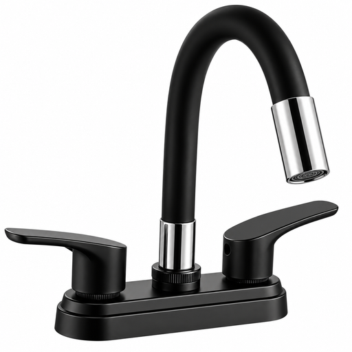 [S-4076N] MEZCLADORA LAVABO NEGRA PALANCA PLANA SOMI